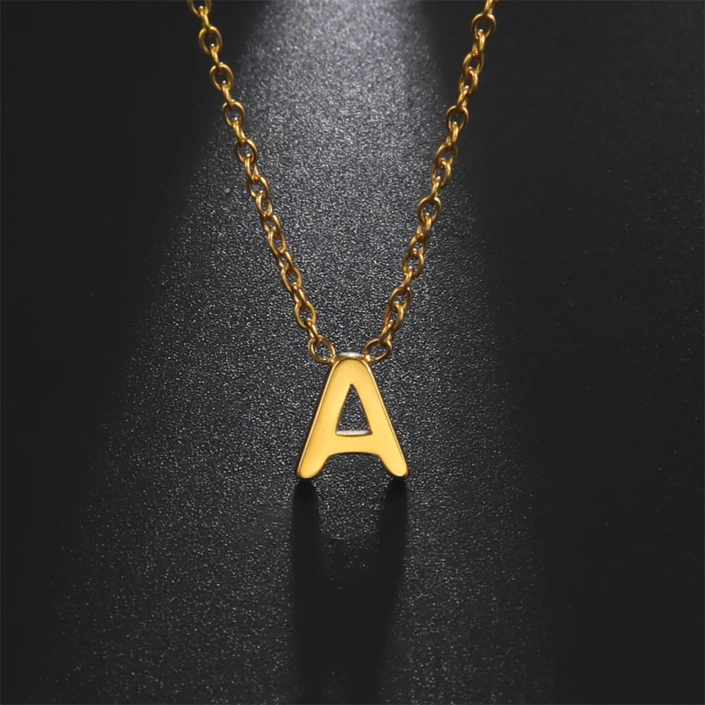 A-Z Initial Pendant Necklace, Stainless Steel Choker