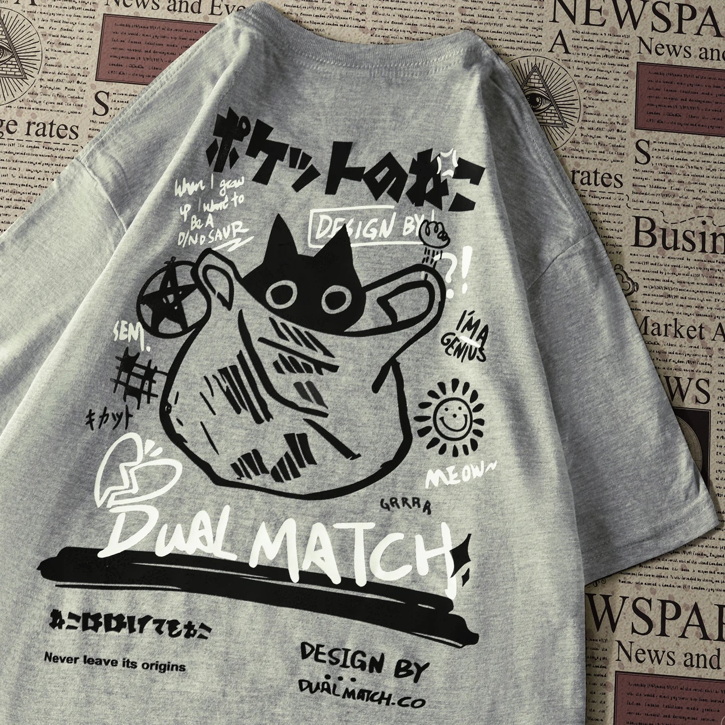 2024 Summer Unisex Kawaii Cat Print Harajuku T-Shirt - Loose Y2K Streetwear for Couples