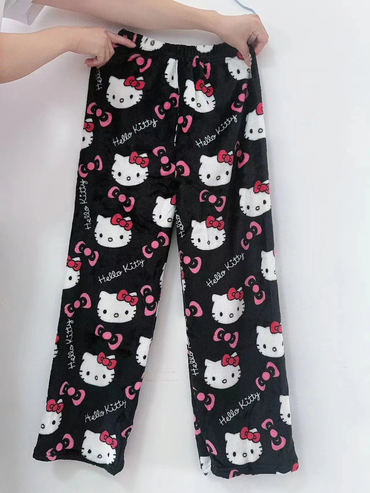 2024 Hello Kitty Kawaii Flannel Pajamas – Women's Warm Cartoon Woolen Home Pants