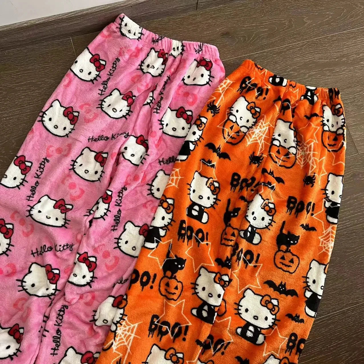 2024 Hello Kitty Kawaii Flannel Pajamas – Women's Warm Cartoon Woolen Home Pants